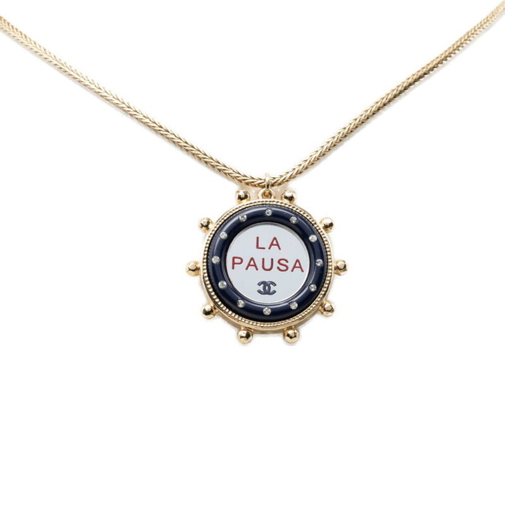 CHANEL Blue Logo Necklace
